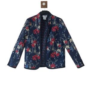 NorthStyle 100%‎ Cotton Floral Quilted Long Sleeve Open Front Jacket